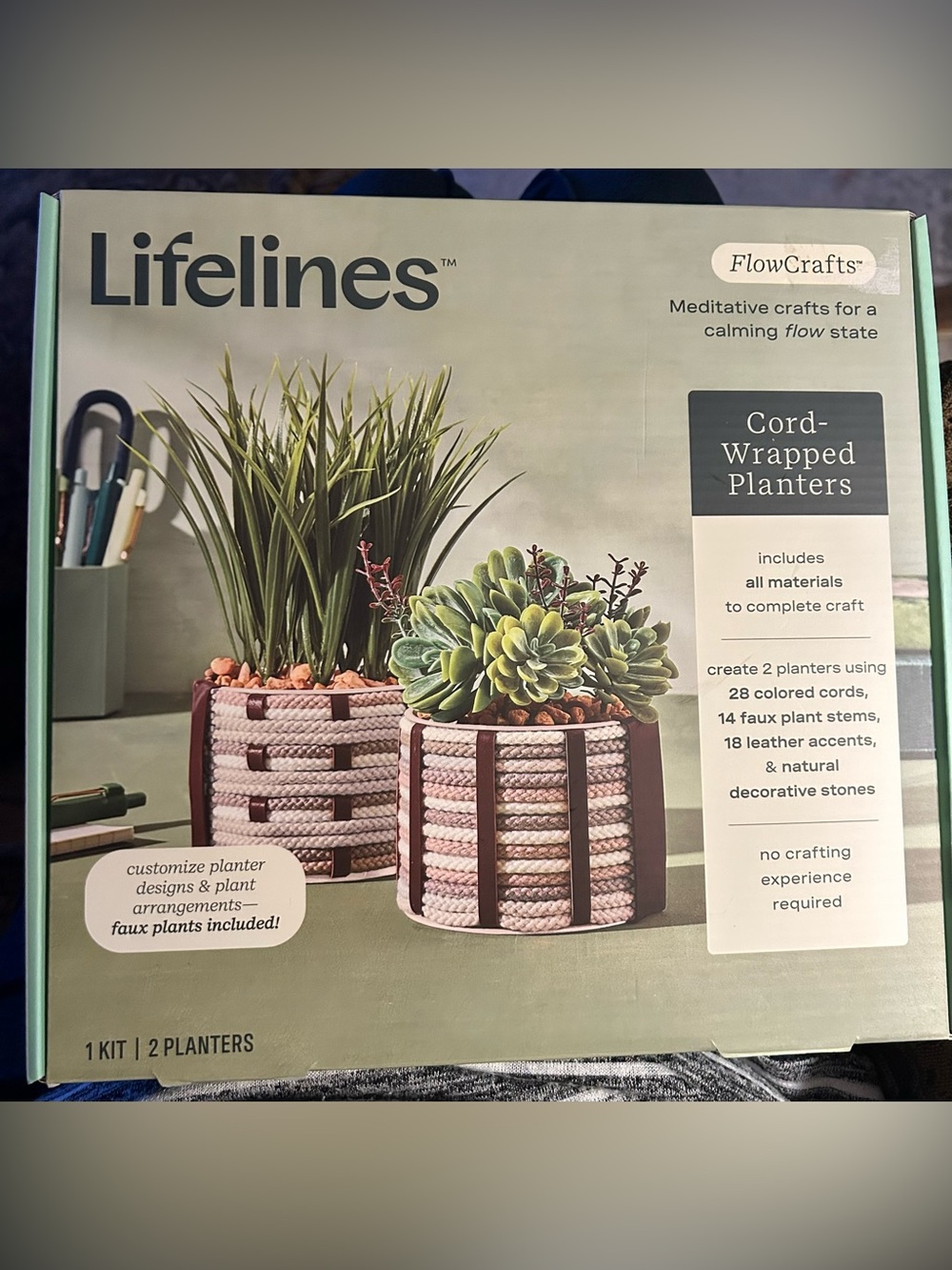 Cord-Wrapped Planters Kit - Pink and Brown